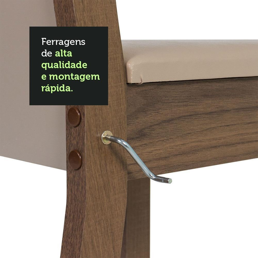 Sala De Jantar Madesa Alana Mesa Tampo De Madeira 4 Cadeiras Cor Rustic/Crema/Pérola