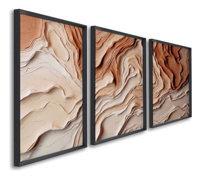 Quadro Decorativo Modelo Barro Com 3 Telas Para Sala, Casa