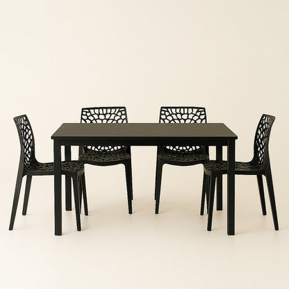 Conjunto Mesa Jantar Moderna 120x90 Industrial + 4 Cadeiras